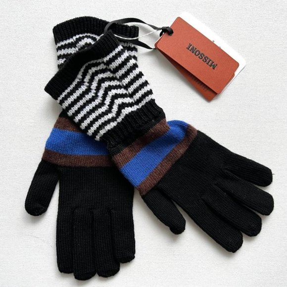 Missoni Accessories - Missoni Wool Knit Black Stripe Gloves ~ Made in Italy